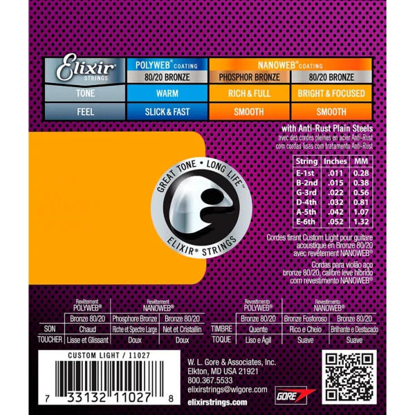 Encordoamento Elixir Violão Aço 010 Phosphor Bronze - Imagem 4
