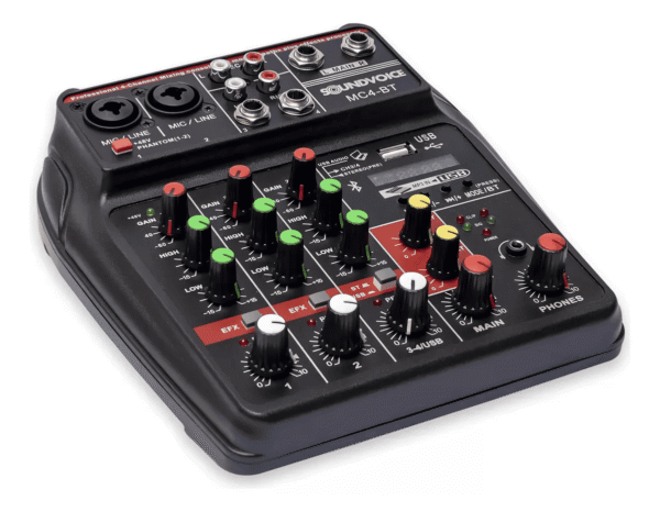 Mesa De Som Console Soundvoice Mc4-Bt 110V/220V4 Canais Bluetooth - Imagem 4