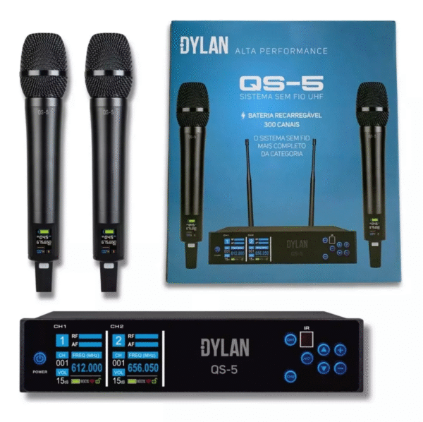 Microfone Dylan S/Fio Uhf Qs-5 300 Canais - Imagem 4