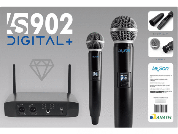 Microfone Sem Fio Ls902 Digital Leson - Imagem 4