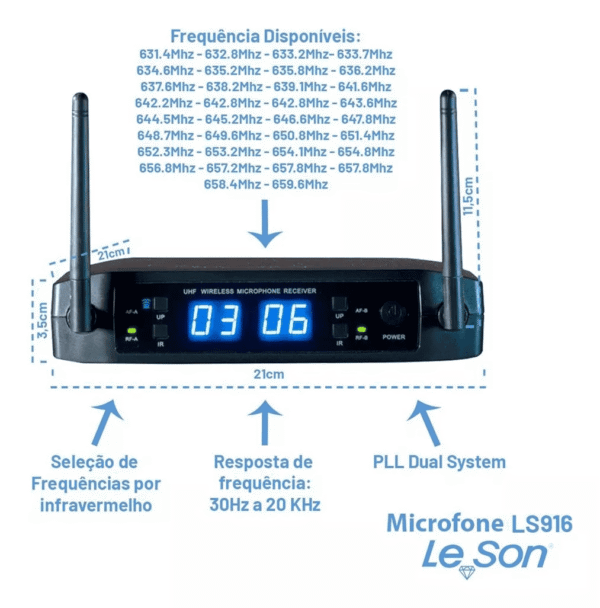 Microfone Sem Fio Ls916 Digital Leson - Imagem 5