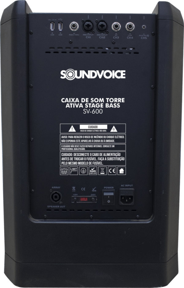 Caixa de Som Torre Ativa Soundvoice Stage Bass SV‑600 - Imagem 3