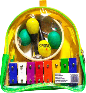 Spring Kids SPK-010 – Kit Percussão Infantil com 6 Instrumentos em Mochila Transparente