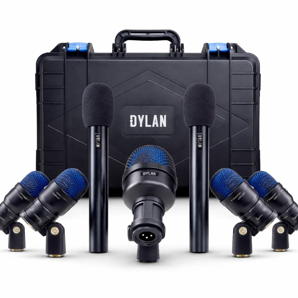 Kit Microfone Bateria Dylan DDX-7000 com 7 Microfones Profissionais e Case