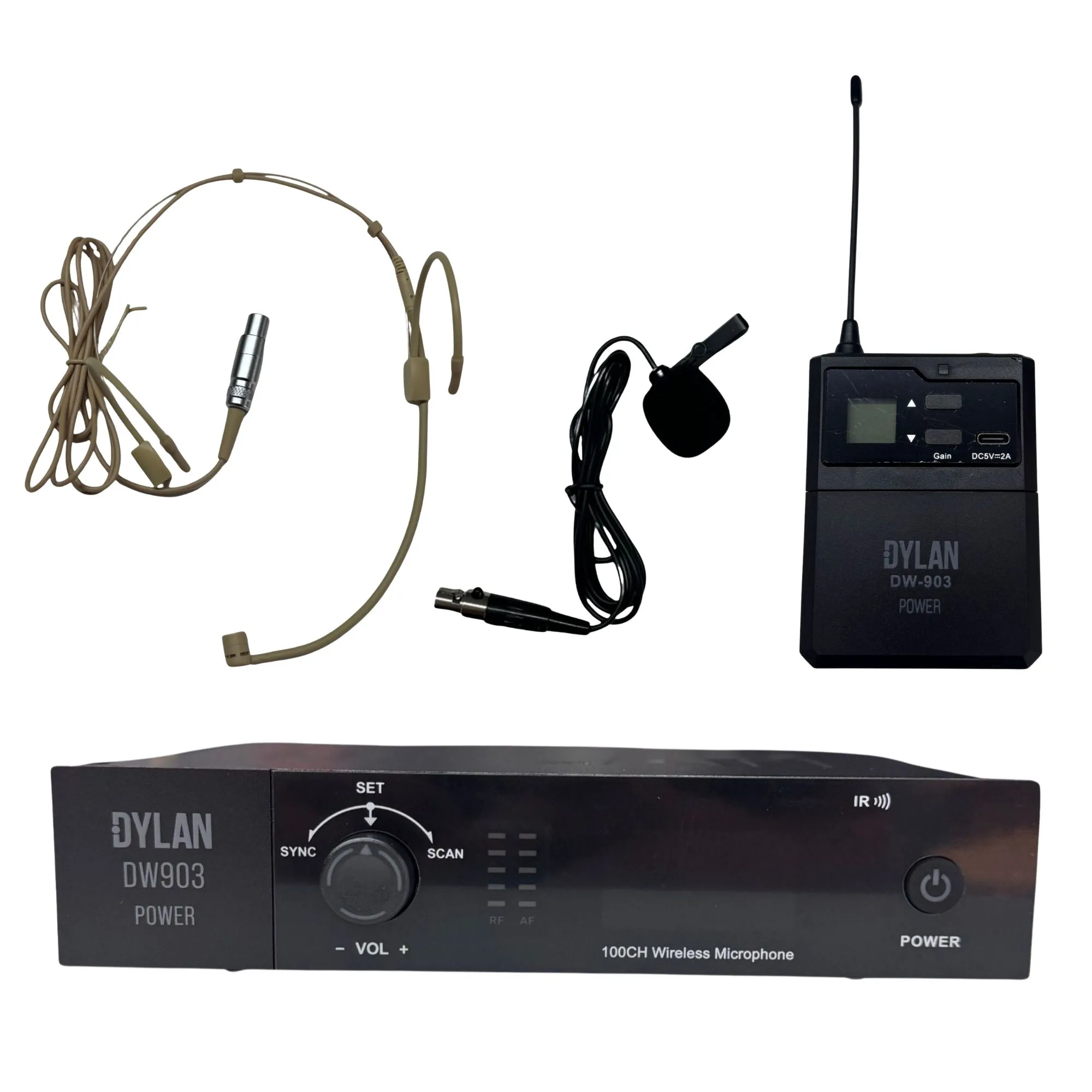 Microfone Dylan UHF DW903 HeadSet Sem Fio Profissional com 100 Canais - Imagem 2
